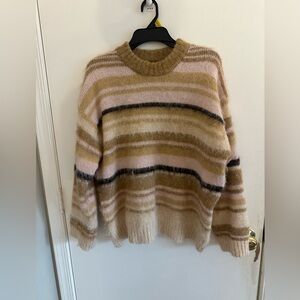 Striped Women's Sweater - Pink, Tan, and Black